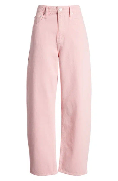 Shop Frame High Waist Barrel Jeans In Washed Dusty Pink