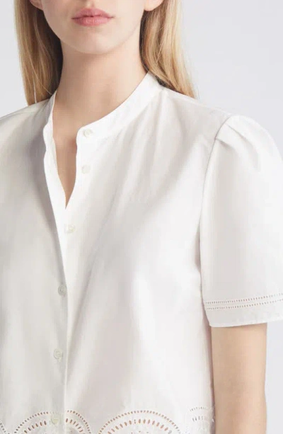 Shop Frame Shell Embroidered Poplin Button-up Shirt In White