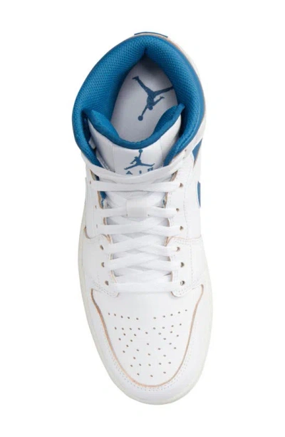 Shop Jordan Air  1 Mid Se Sneaker In White/ Industrial Blue/ Sail