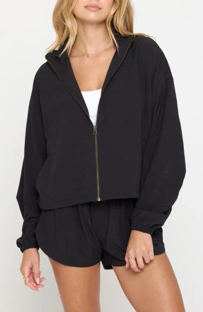 Shop Spiritual Gangster Elana Crop Zip Woven Active Jacket In Black