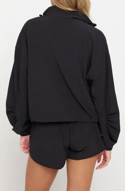 Shop Spiritual Gangster Elana Crop Zip Woven Active Jacket In Black