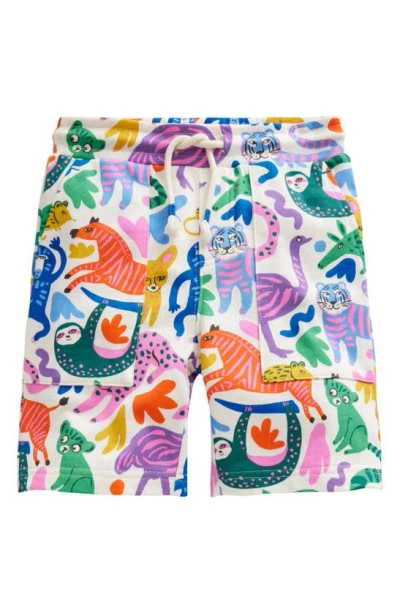 Shop Mini Boden Kids' Safari Print Cotton Sweat Shorts In Multi Safari Friends