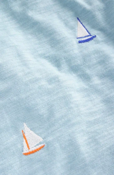 Shop Mini Boden Kids' Sailboat Embroidered Cotton Polo In Vintage Blue Boat Embroidery
