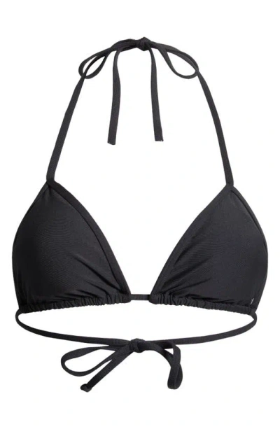 Shop Volcom Simply Seamless Triangle Bikini Top In Black