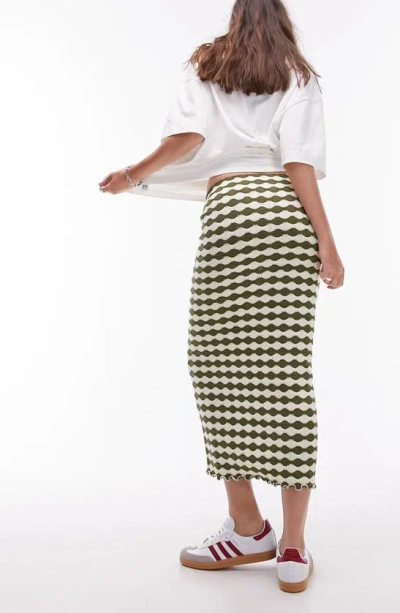 Shop Topshop Wavy Stripe Jersey Maxi Skirt In Mid Green