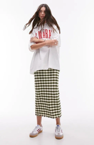 Shop Topshop Wavy Stripe Jersey Maxi Skirt In Mid Green