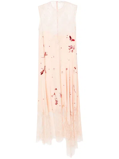 Shop Erdem Pink Lace-panelled Slip Dress