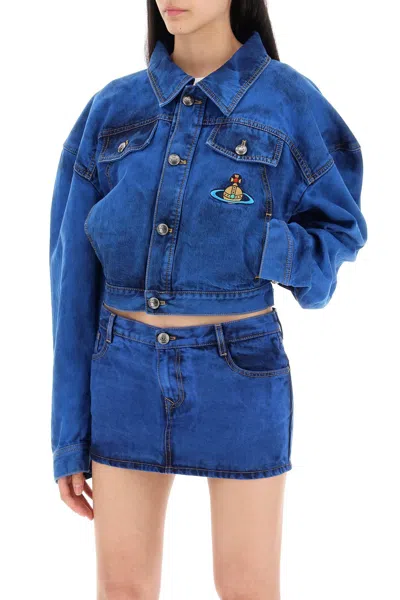 Shop Vivienne Westwood Cropped Denim Boxer In Blue