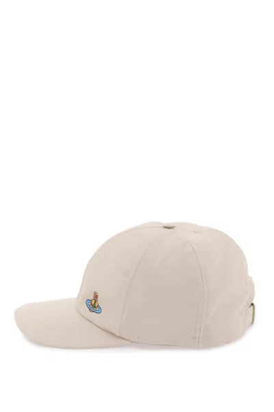 Shop Vivienne Westwood Uni Colour Baseball Cap With Orb Embroidery In Sand (beige)