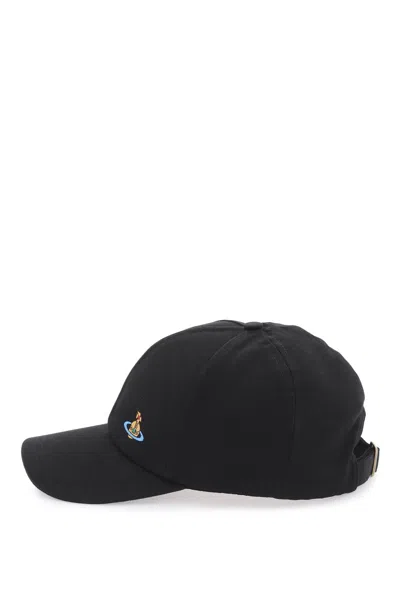 Shop Vivienne Westwood Uni Colour Baseball Cap With Orb Embroidery In Black (black)