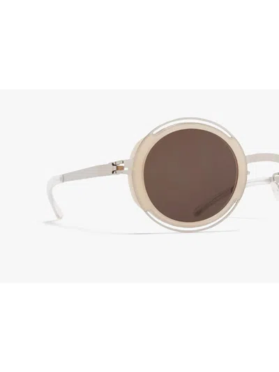 Shop Mykita Pearl Sunglasses In _shiny Silver/blon