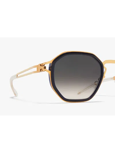Shop Mykita Gia Sunglasses In _glossy Gold/milky