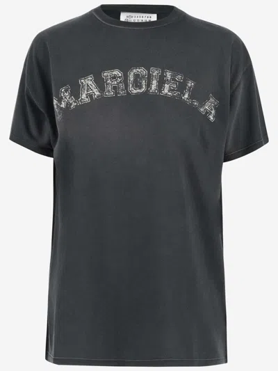 Shop Maison Margiela Cotton T-shirt With Logo In Grey