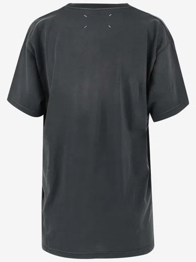 Shop Maison Margiela Cotton T-shirt With Logo In Grey