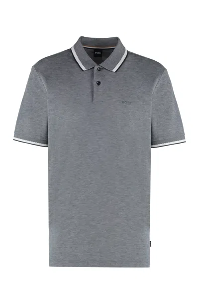 Shop Hugo Boss Cotton-piqué Polo Shirt In Grey