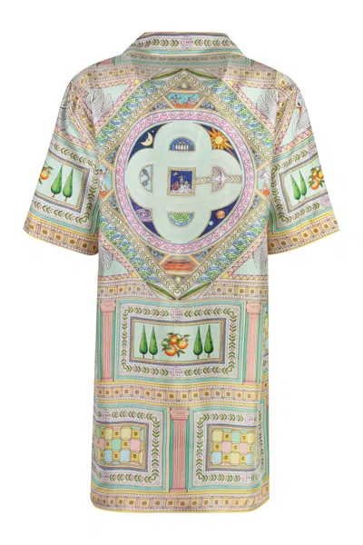 Shop Casablanca Silk Shirtdress In Multicolor