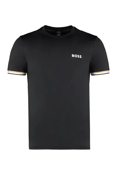 Shop Hugo Boss Boss X Matteo Berrettini - Techno Fabric T-shirt In Black