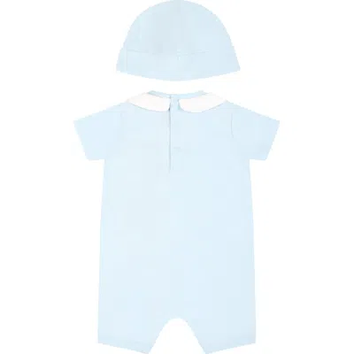Shop Moschino Light Blue Set For Baby Boy With Teddy Bear And Logo