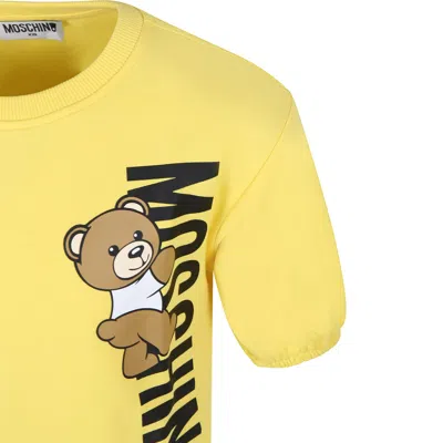 Shop Moschino Yellow Dress For Girl With Teddy Bear