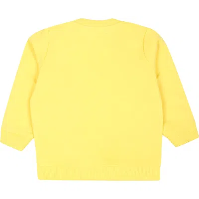 Shop Moschino Yellow Sweatshirt For Babykids With Teddy Bear