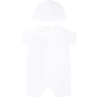 Shop Moschino White Set For Babykids With Teddy Bear And Logo