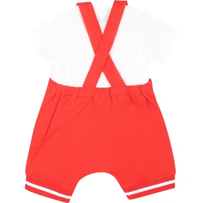 Shop Moschino Red Suit For Baby Boy With Teddy Bears