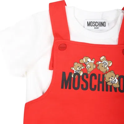 Shop Moschino Red Suit For Baby Boy With Teddy Bears