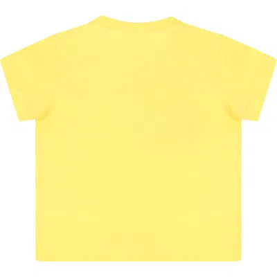 Shop Moschino Yellow T-shirt For Babykids With Teddy Bear