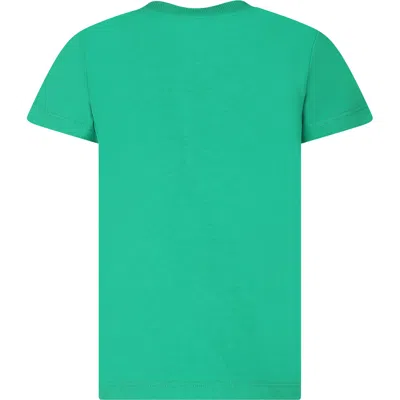 Shop Moschino Green T-shirt For Kids With Teddy Bears And Logo