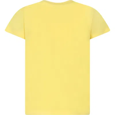 Shop Moschino Yellow T-shirt For Kids With Teddy Bears And Logo