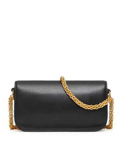 Shop Valentino Small Shoulder Bag Loco` Vitello/antique Brass Logo In No Black