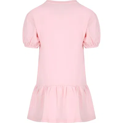 Shop Moschino Pink Dress For Girl With Teddy Bear