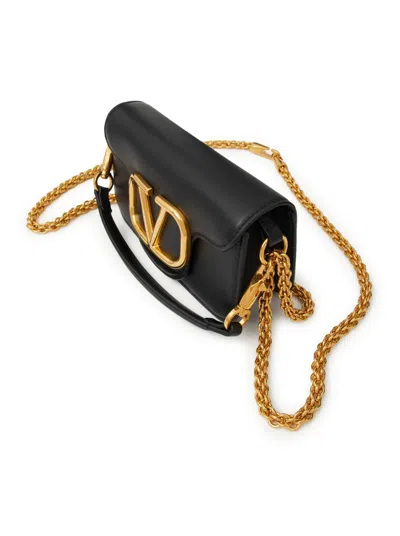 Shop Valentino Small Shoulder Bag Loco` Vitello/antique Brass Logo In No Black