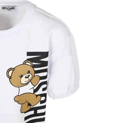 Shop Moschino White Dress For Girl With Teddy Bear