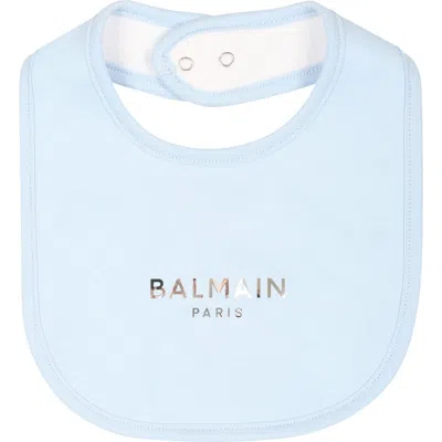 Shop Balmain Light Blue Set For Baby Boy With Logo