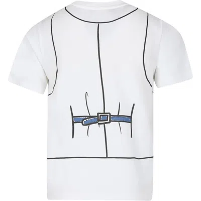 Shop Stella Mccartney Ivory T-shirt For Boy With Bow Tie Print