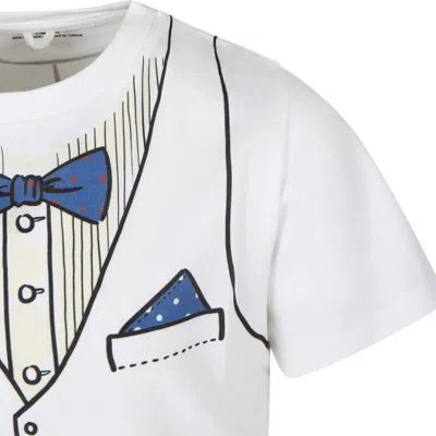 Shop Stella Mccartney Ivory T-shirt For Boy With Bow Tie Print