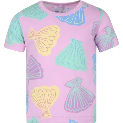 Shop Stella Mccartney Pink T-shirt For Girl With Shell Print