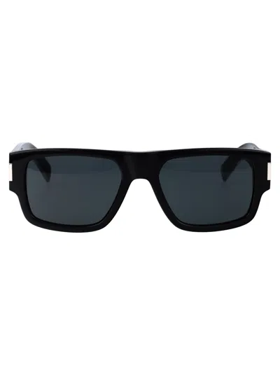 Shop Saint Laurent Sl 659 Sunglasses In Man Black Crystal Black