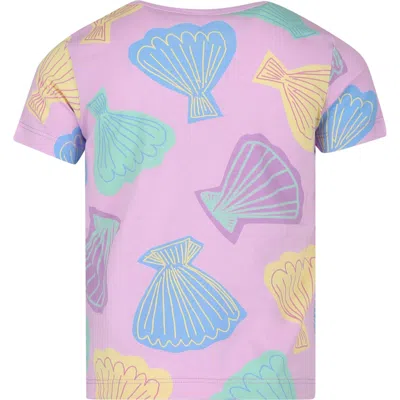Shop Stella Mccartney Pink T-shirt For Girl With Shell Print