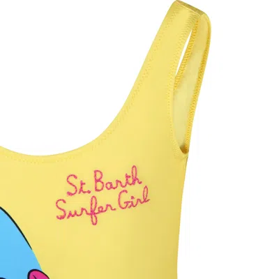 Shop Mc2 Saint Barth Yellow Swimsuit For Girl With Minnie