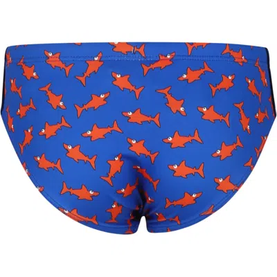 Shop Mc2 Saint Barth Blue Swim Briefs For Boy With Shark Print