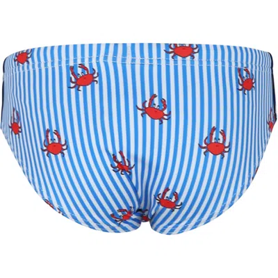 Shop Mc2 Saint Barth Light Blue Swim Briefs For Boy With Crab Print
