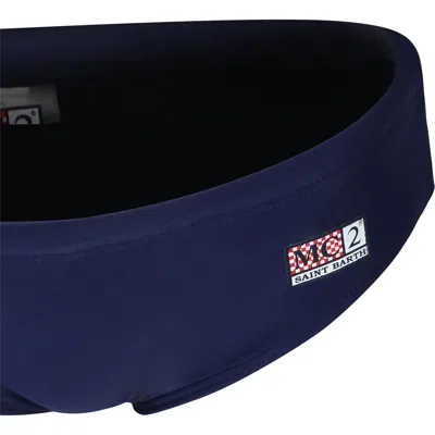 Mc2 Saint Barth Blue Swim Briefs For Boy With Logo In Blue