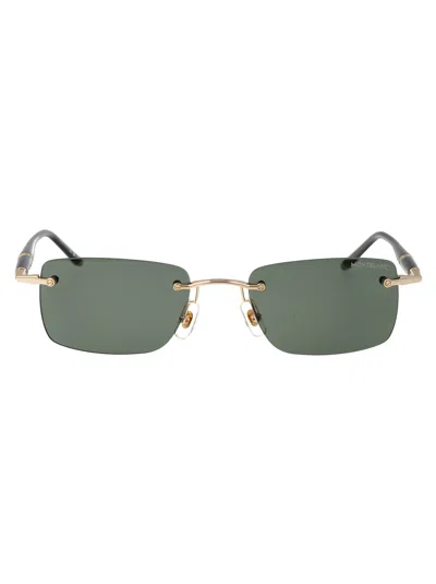 Shop Montblanc Mb0344s Sunglasses In 005 Gold Grey Green