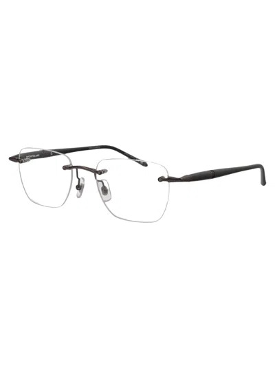 Shop Montblanc Mb0346o Glasses In 003 Ruthenium Grey Transparent