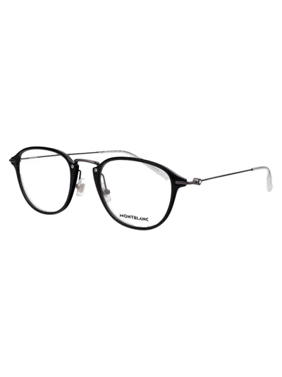 Shop Montblanc Mb0155o Glasses In 007 Black Ruthenium Transparent