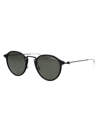Shop Montblanc Mb0294s Sunglasses In 005 Black Black Grey
