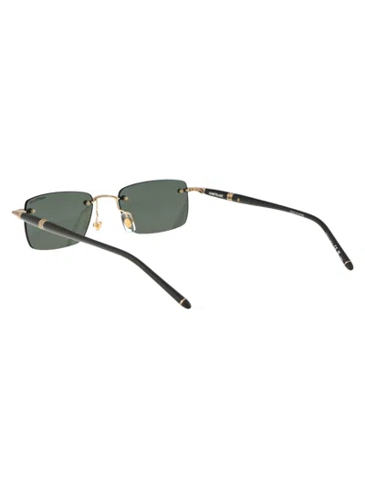 Shop Montblanc Mb0344s Sunglasses In 005 Gold Grey Green