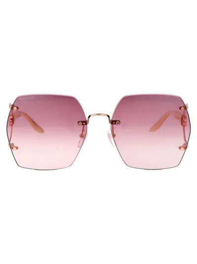 Shop Gucci Gg1562s Sunglasses In 004 Gold Ivory Violet